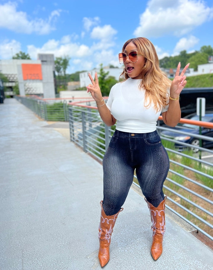 Rhinestone Cowgirl Jeggings - We Stay Pretty